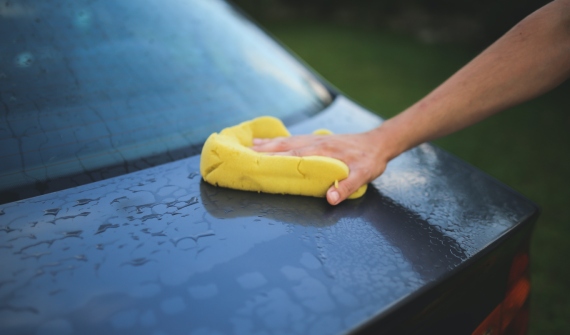 Car being cleaned for charity fundraising