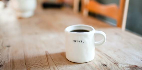 Coffee mug on table