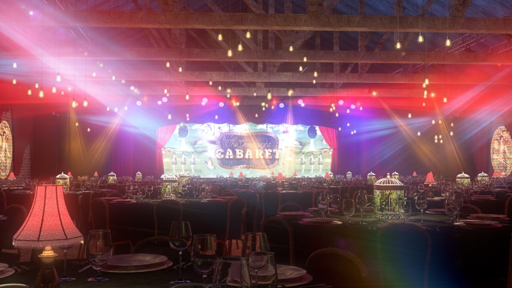 Amazing event design at themed Goodnight Cabaret