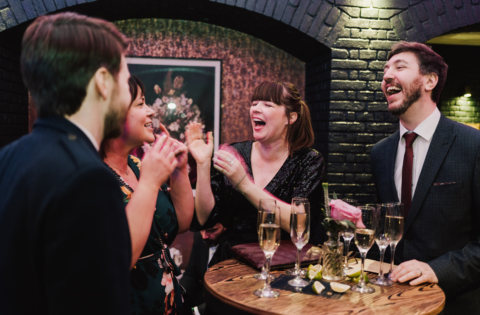 People at a corporate drink reception venue in London