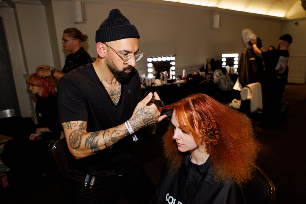 Backstage prep in the King Vault - Goldwell