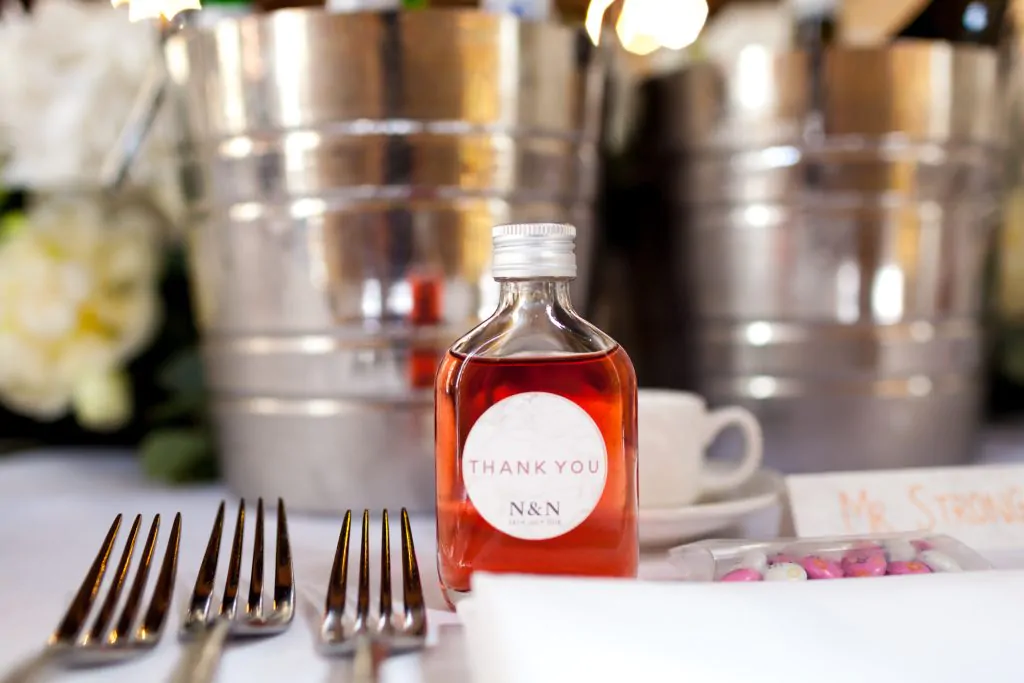 Nick and Natalia's wedding wedding favour homemade vodka 