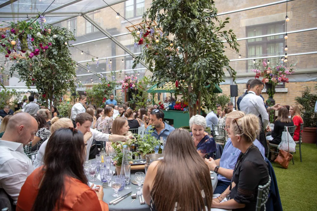 Corporate event with garden party theme