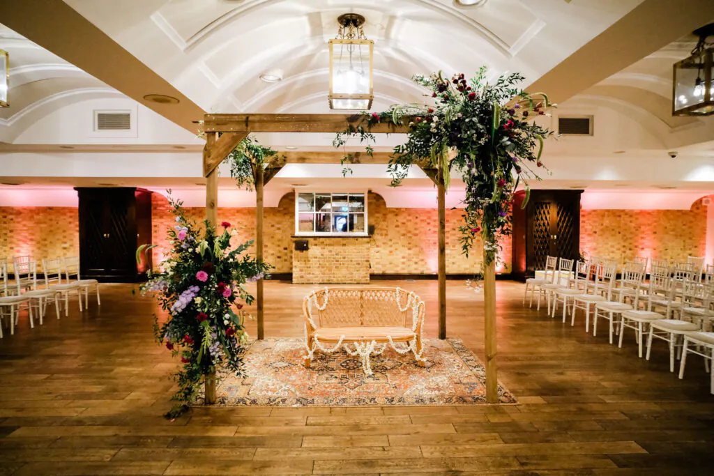 Kaiyil & Priyesh wedding mandap in the King George III room 