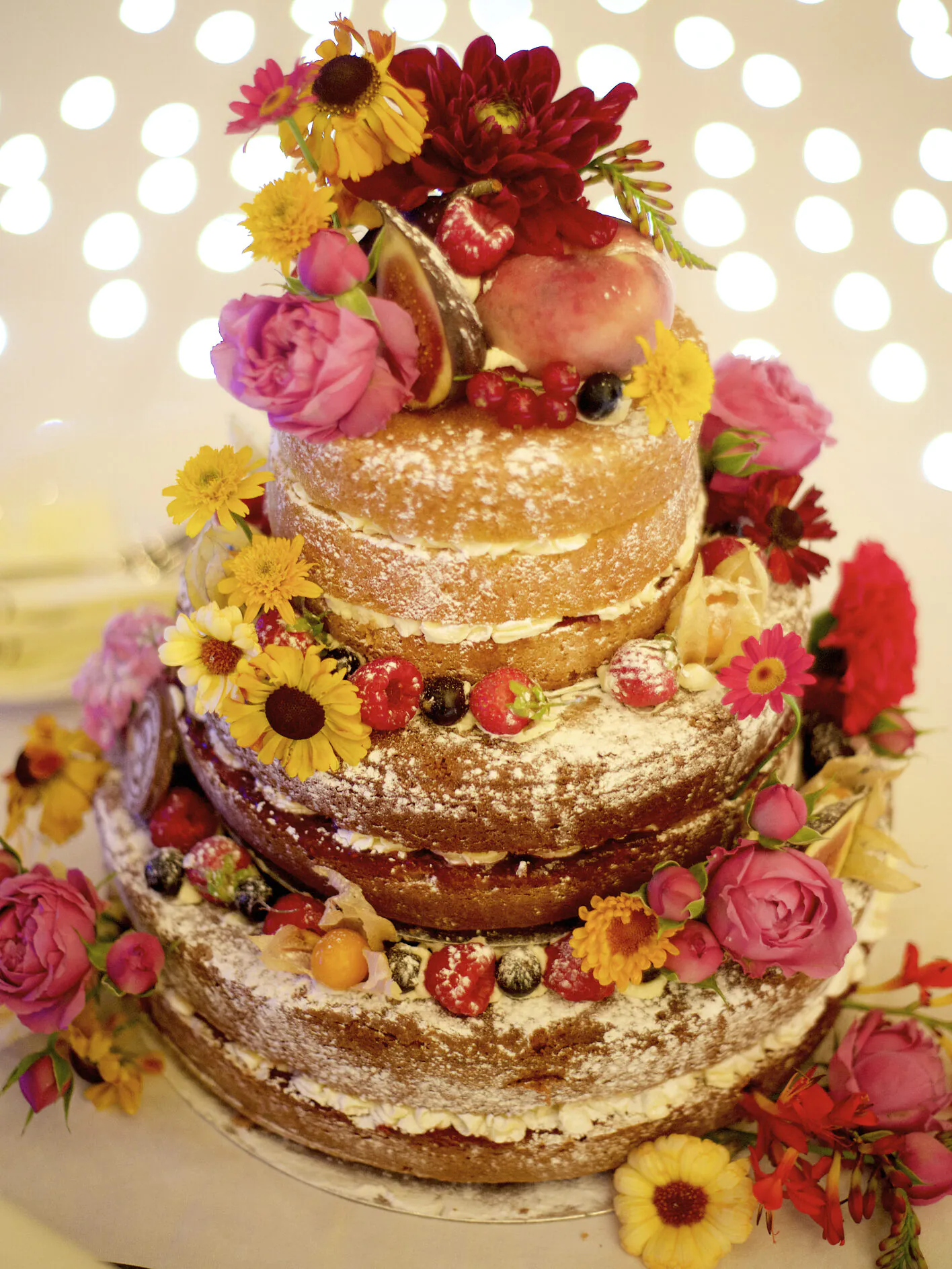 Summery Semi-Naked Wedding Cake