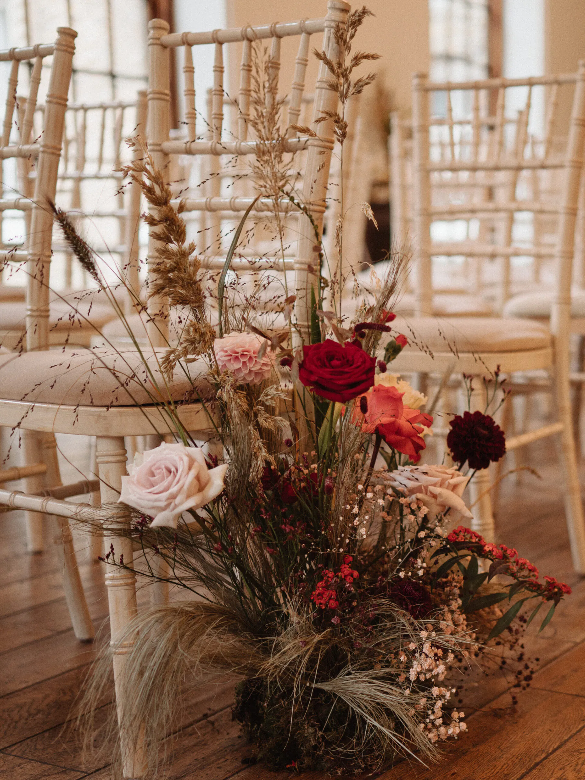 Boho Ceremony Aisle Decor in the Upper Sugar Room 