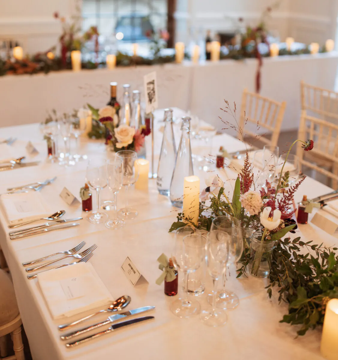 Brittany & Dan's Wedding Breakfast Table Set Up in the Upper Sugar Rooms