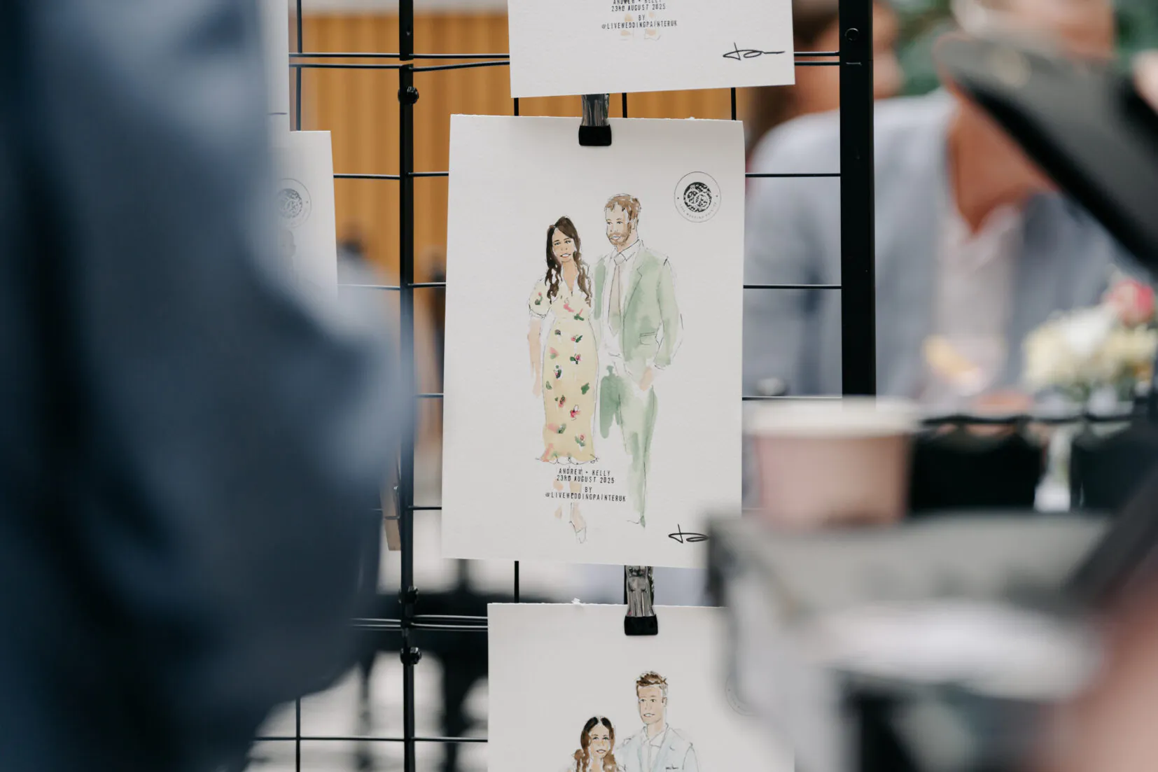 Painting of a couple at a wedding